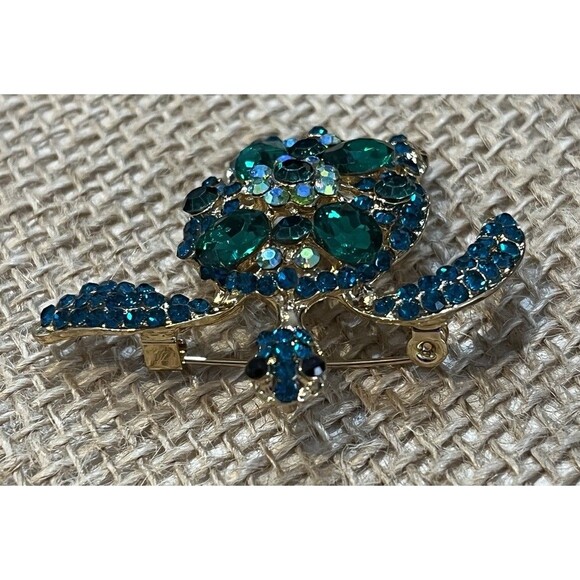 Turtle Brooch Pendant Ocean Creature Green Rhinestone Tortoise Turtle Lovers - Picture 5 of 9